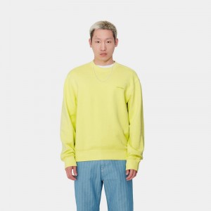 Yellow Men Carhartt Duster Script Sweatshirt | BDK-758046