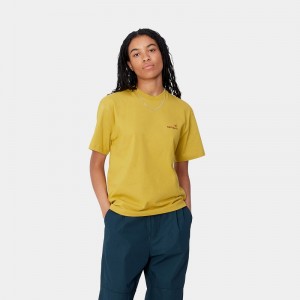 Yellow Women Carhartt American Script T-Shirt | NYS-863420