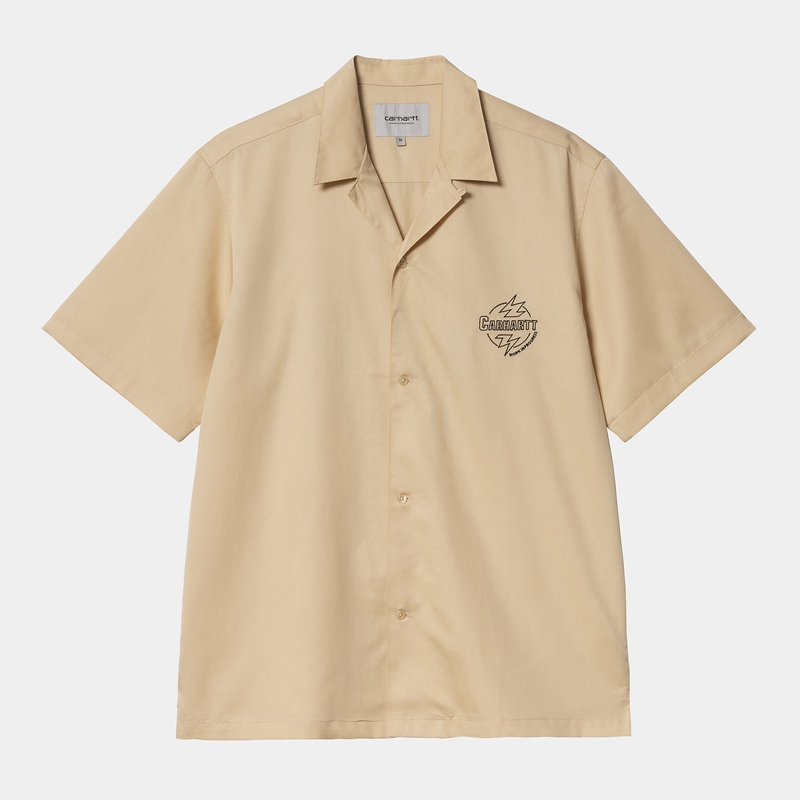 Beige Men Carhartt Ablaze Shirts | YUD-326475