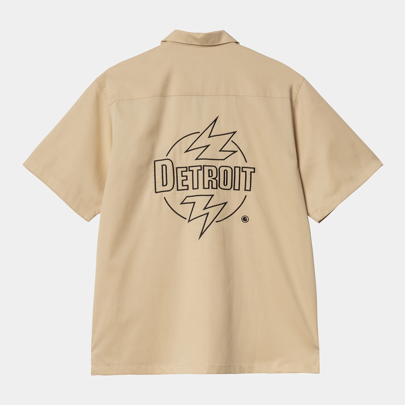 Beige Men Carhartt Ablaze Shirts | YUD-326475