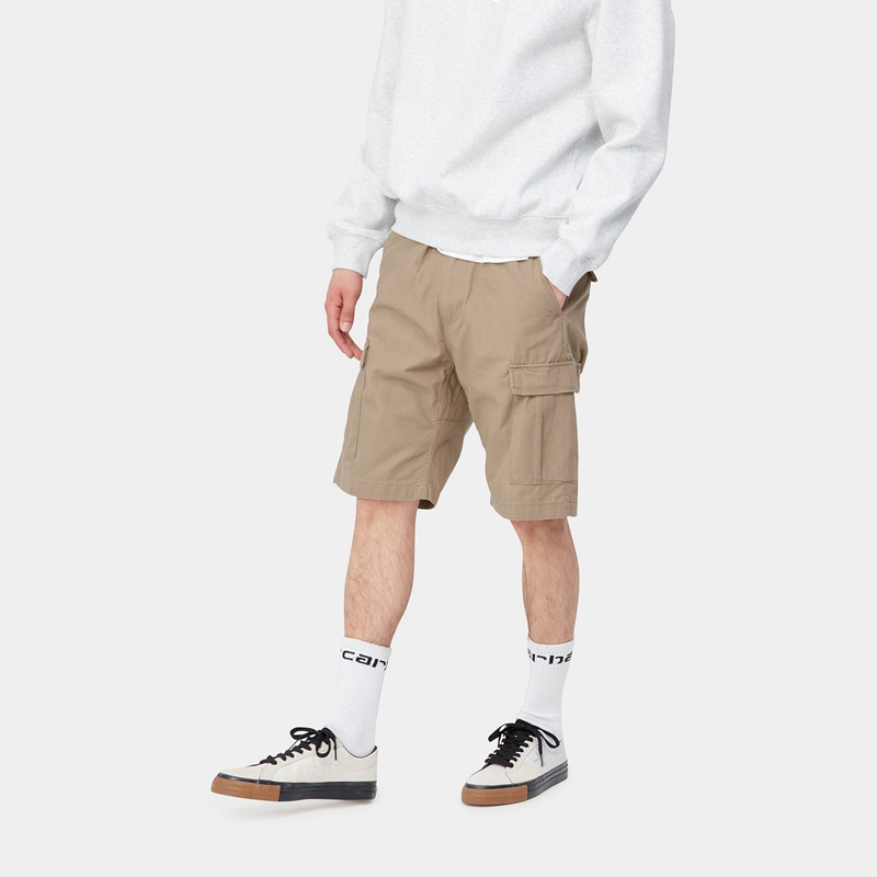 Beige Men Carhartt Aviation Shorts | BMZ-580639