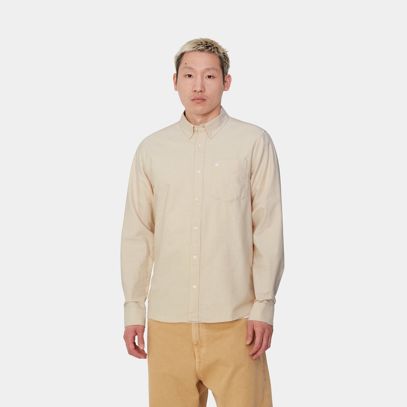 Beige Men Carhartt C-Logo Shirts | VIM-347629