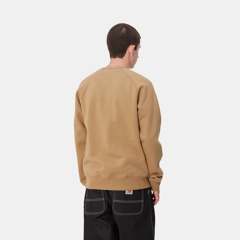 Beige Men Carhartt Chase Sweatshirt | FME-701895