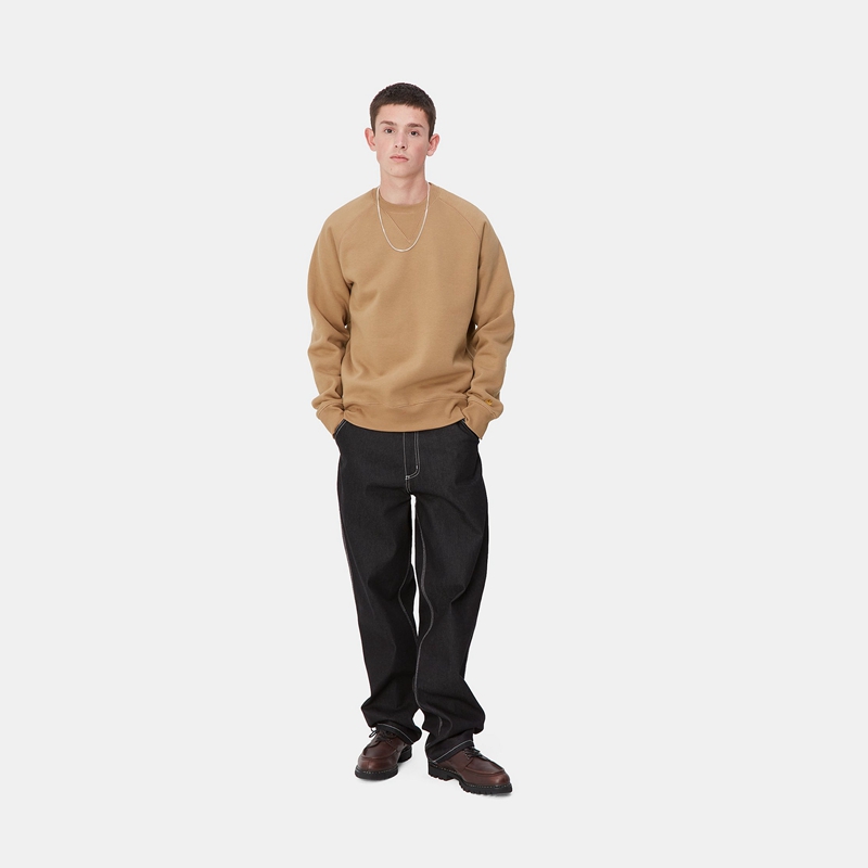 Beige Men Carhartt Chase Sweatshirt | FME-701895