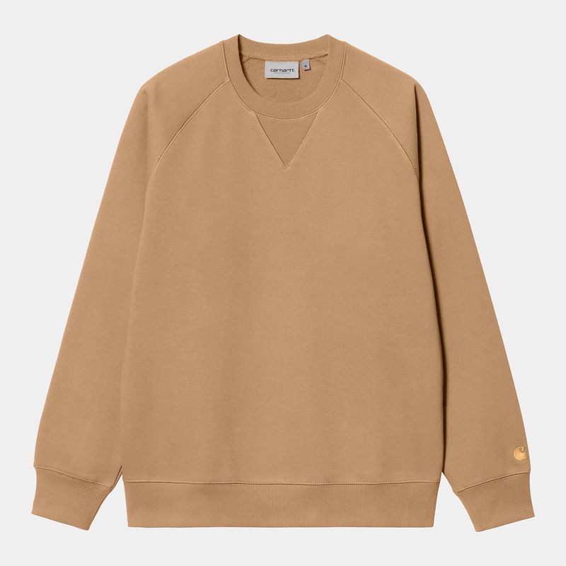 Beige Men Carhartt Chase Sweatshirt | FME-701895