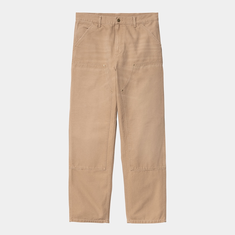 Beige Men Carhartt Double Knee Pants | DRP-820653