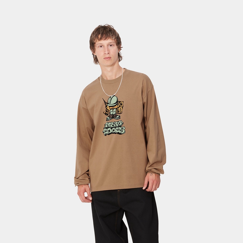 Beige Men Carhartt Drill Boy Sweatshirt | DKL-398572