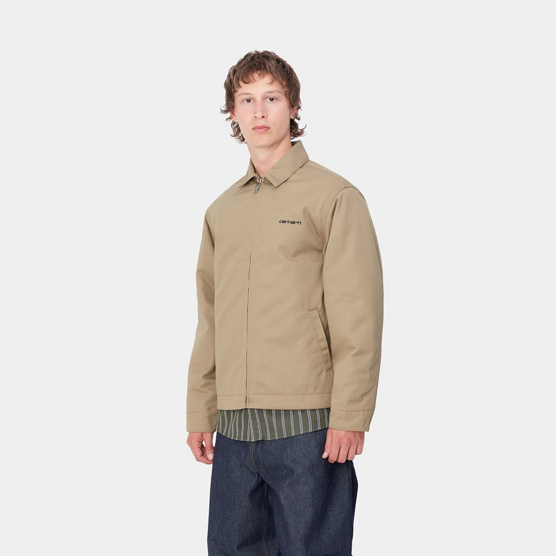 Beige Men Carhartt Module Script Jackets | ZSU-714659