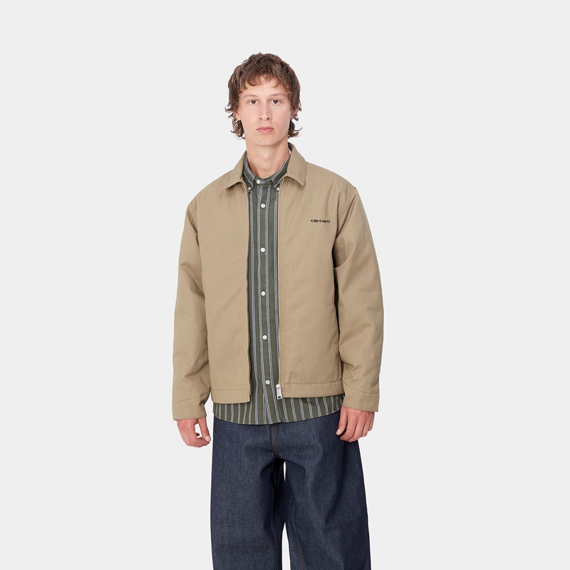 Beige Men Carhartt Module Script Jackets | ZSU-714659