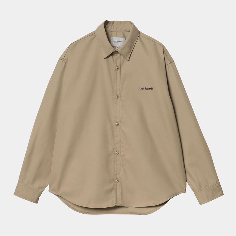 Beige Men Carhartt Module Script Shirts | MRF-243561