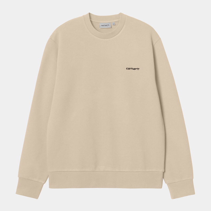 Beige Men Carhartt Script Embroidery Sweatshirt | NVT-137802