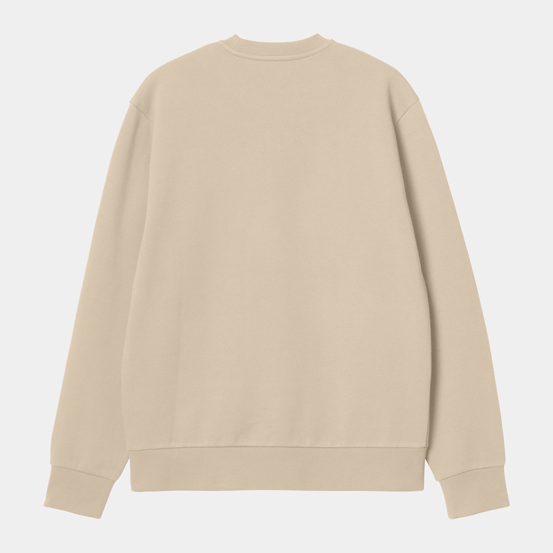 Beige Men Carhartt Script Embroidery Sweatshirt | NVT-137802