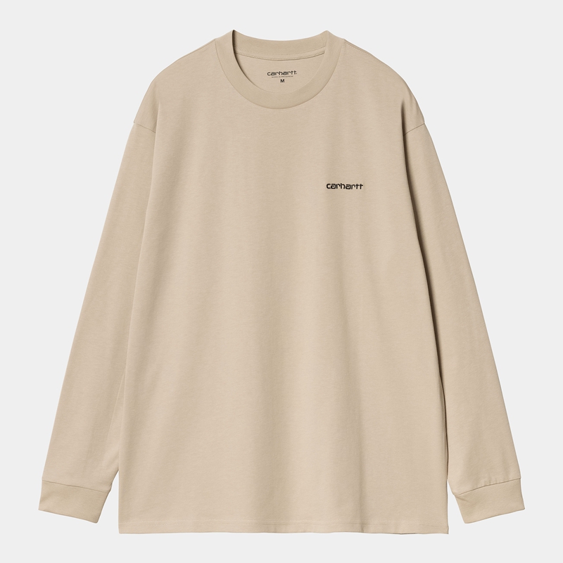 Beige Men Carhartt Script Embroidery T-Shirt | NQO-780256