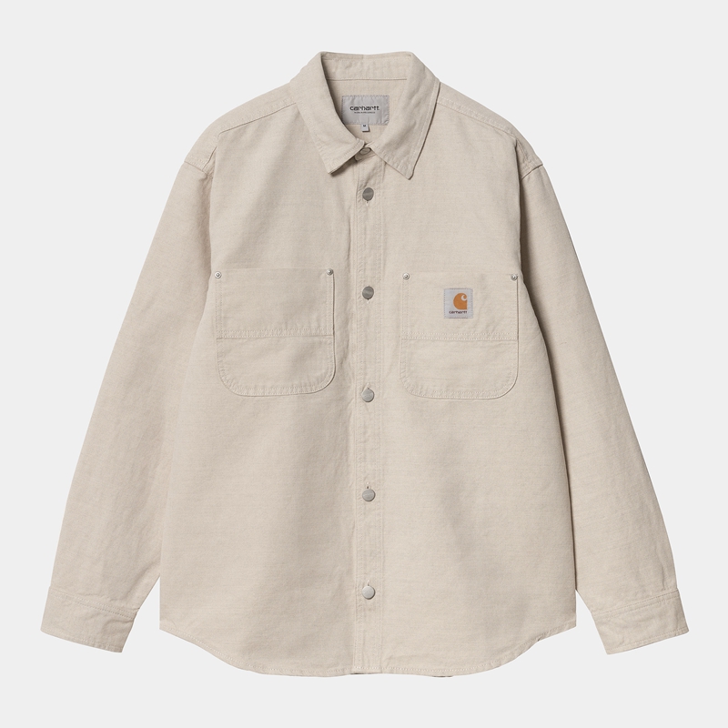 Beige Men Carhartt Walter Shirt Jackets | XJT-534782