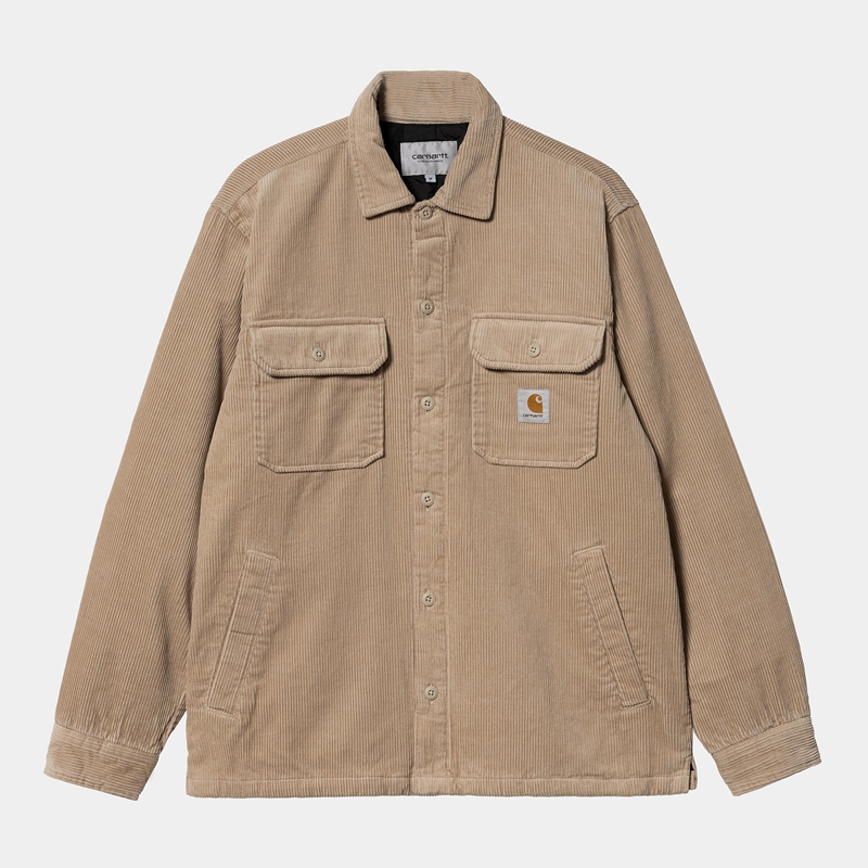 Beige Men Carhartt Whitsome Shirt Jackets | XJU-083192