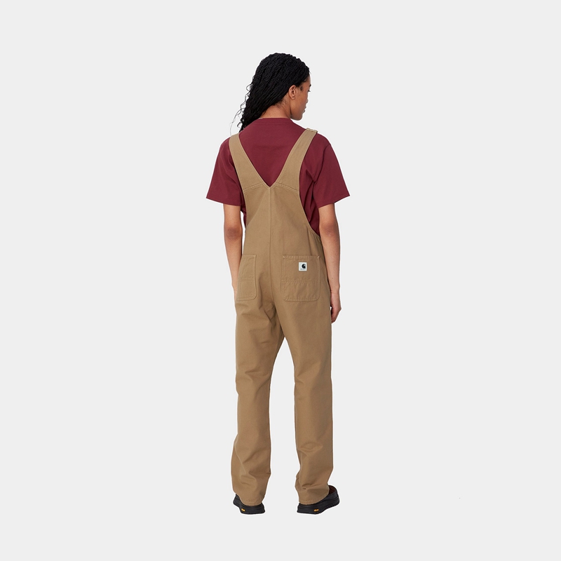 Beige Women Carhartt Bib Straight Overalls | CXZ-180253