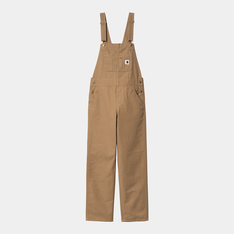 Beige Women Carhartt Bib Straight Overalls | CXZ-180253