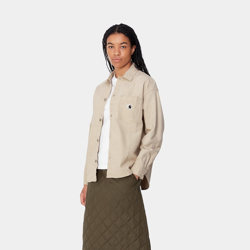 Beige Women Carhartt Ethel Shirt Jackets | FWQ-706421