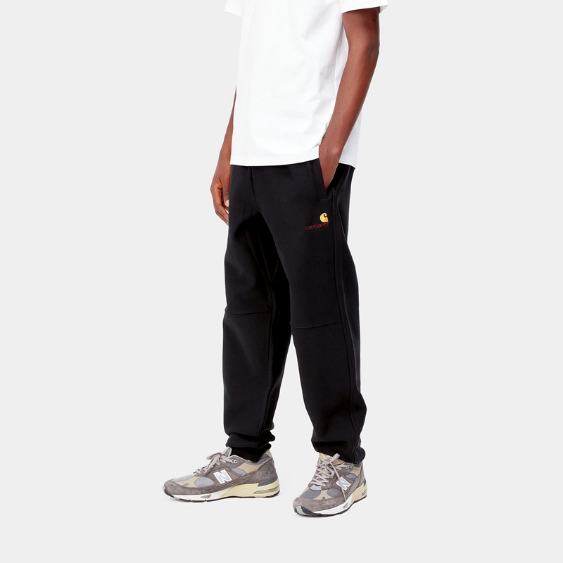 Black Men Carhartt American Script Jogging Pants | UFZ-642305