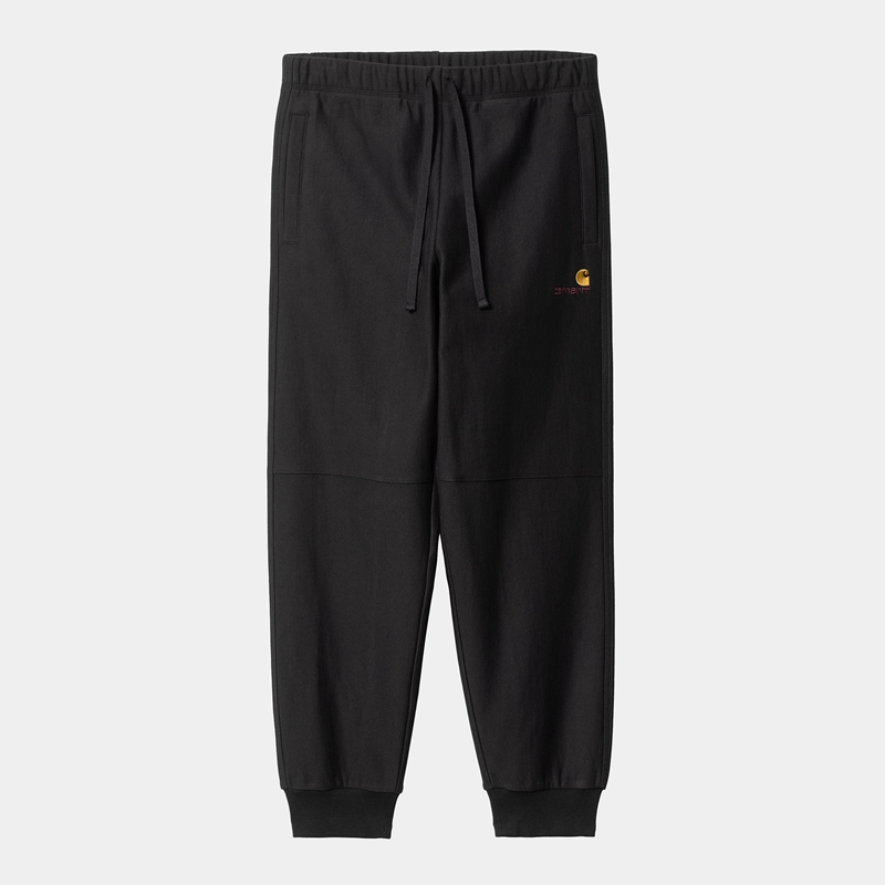 Black Men Carhartt American Script Jogging Pants | UFZ-642305