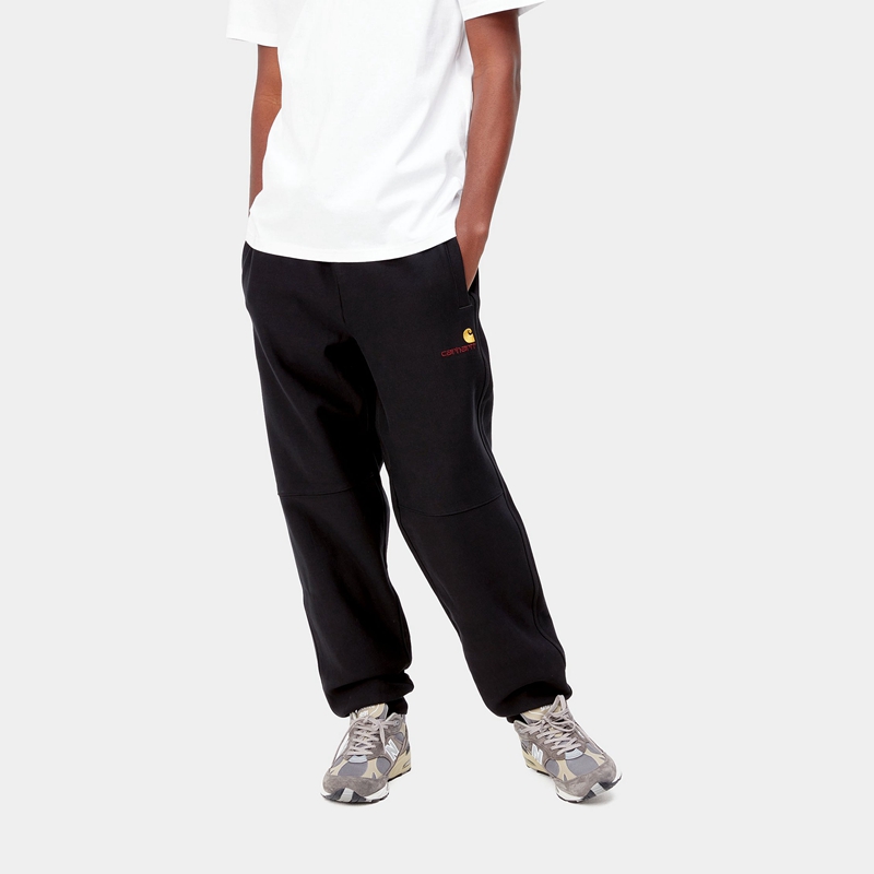 Black Men Carhartt American Script Jogging Pants | UFZ-642305