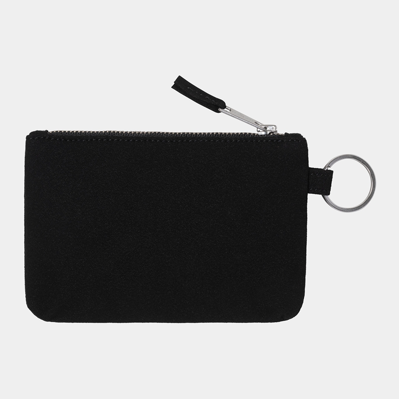 Black Men Carhartt Artificial Suede Zip Wallets | LTD-130987