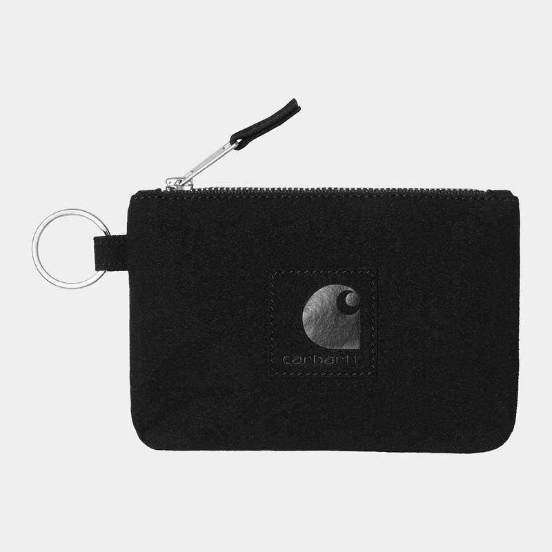 Black Men Carhartt Artificial Suede Zip Wallets | LTD-130987