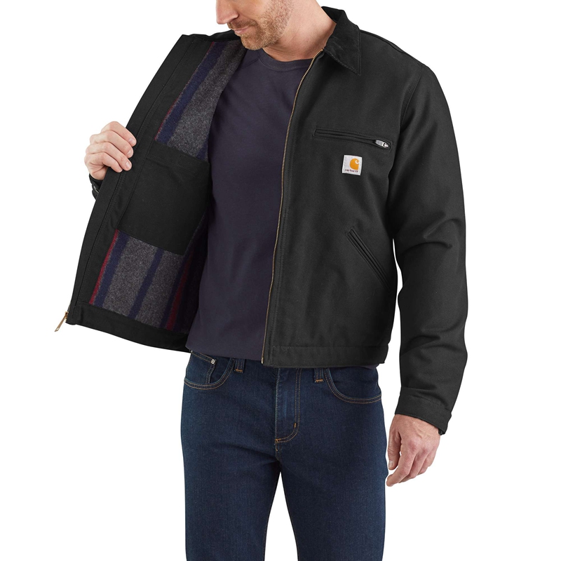 Black Men Carhartt Blanket-Lined Detroit Jackets | ICV-231985