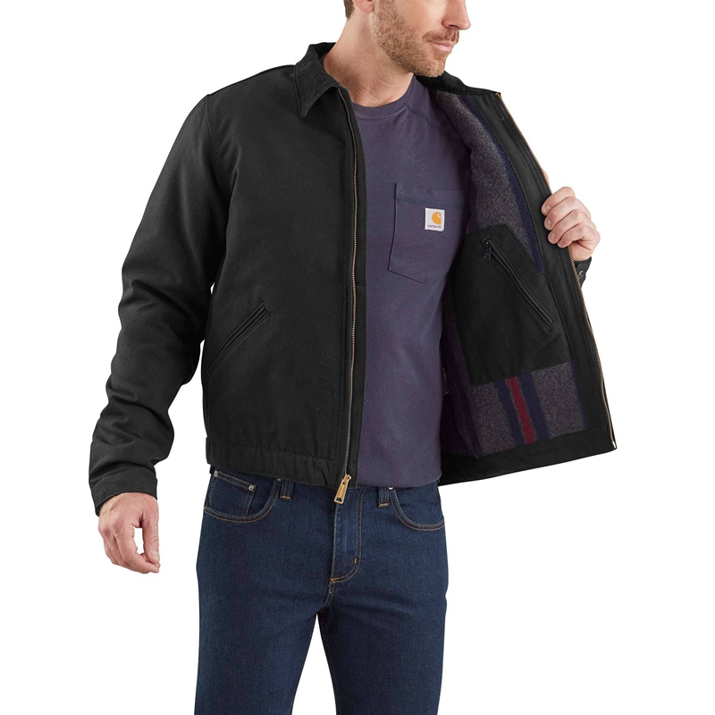 Black Men Carhartt Blanket-Lined Detroit Jackets | ICV-231985