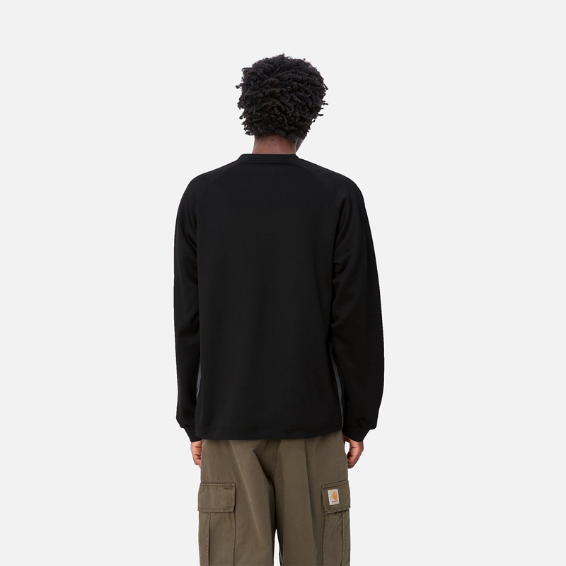 Black Men Carhartt Bolan V-Neck Sweatshirt | JZB-793680