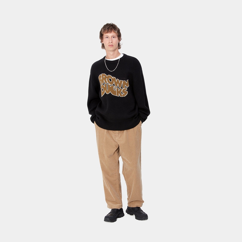 Black Men Carhartt Brown Ducks Sweatshirt | MZO-105672