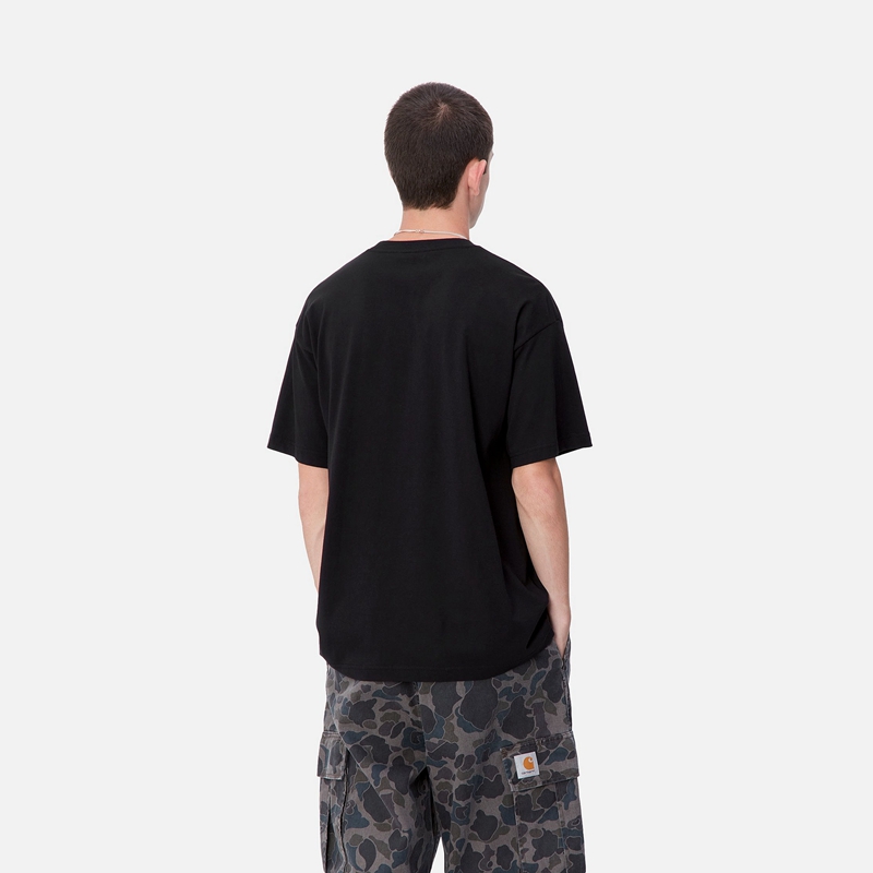 Black Men Carhartt Brush WIP T-Shirt | FED-294805