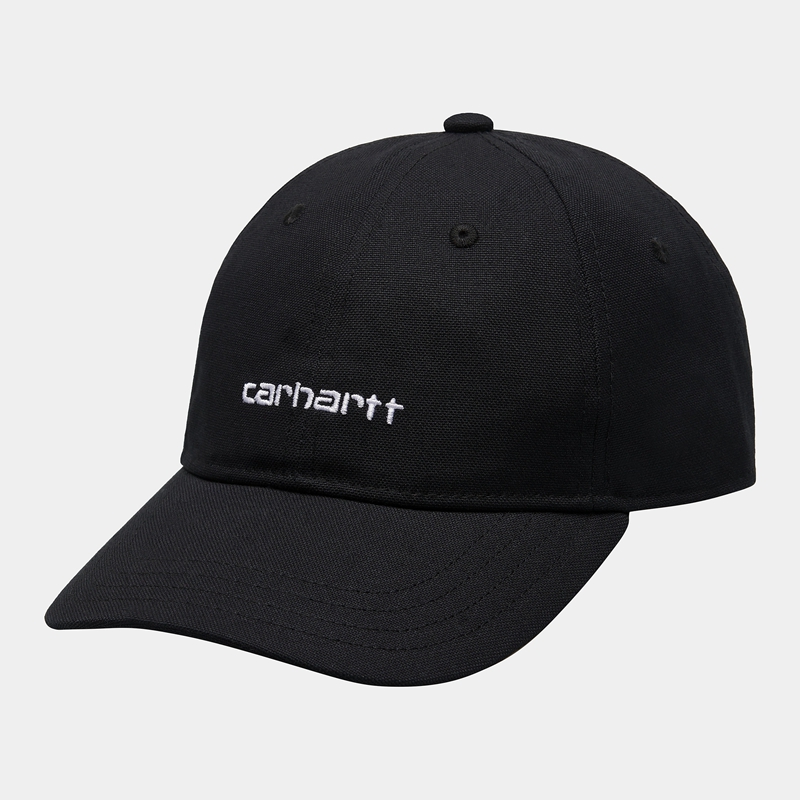 Black Men Carhartt Canvas Script Hats | UCH-286104