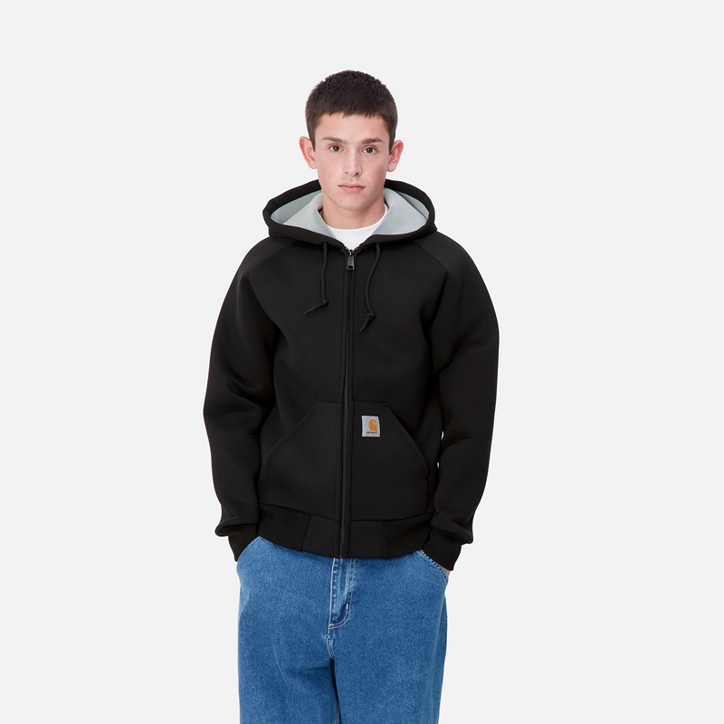 Black Men Carhartt Car-Lux Hooded Jackets | QIK-603582