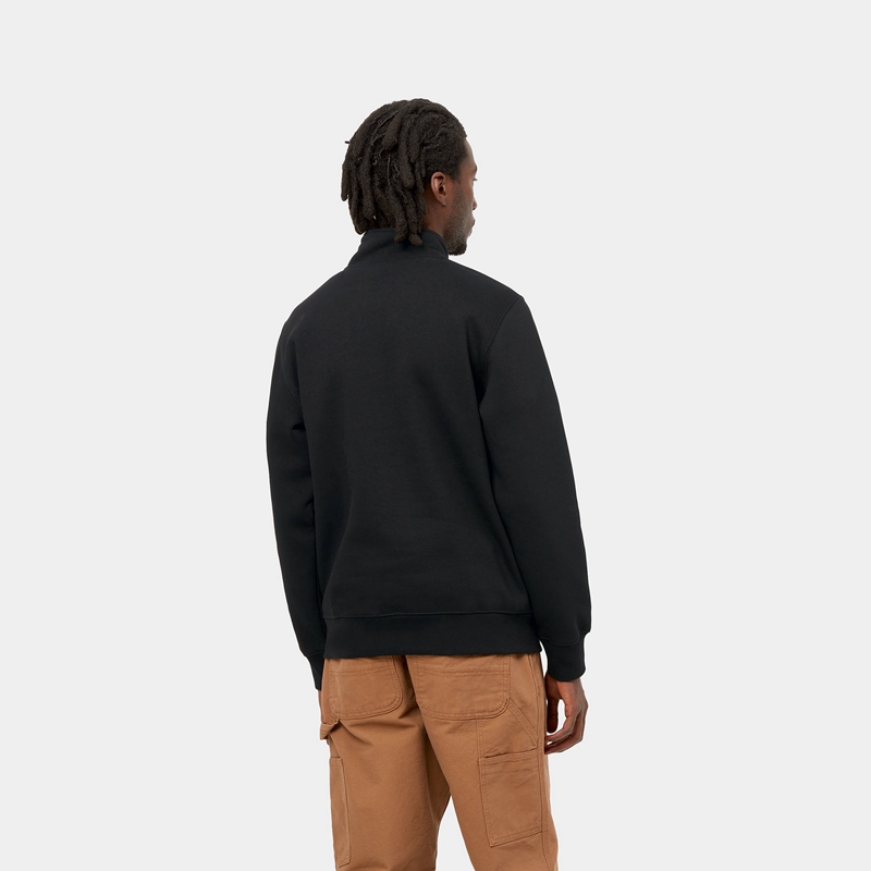 Black Men Carhartt Chase Neck Zip Sweatshirt | PRM-216947