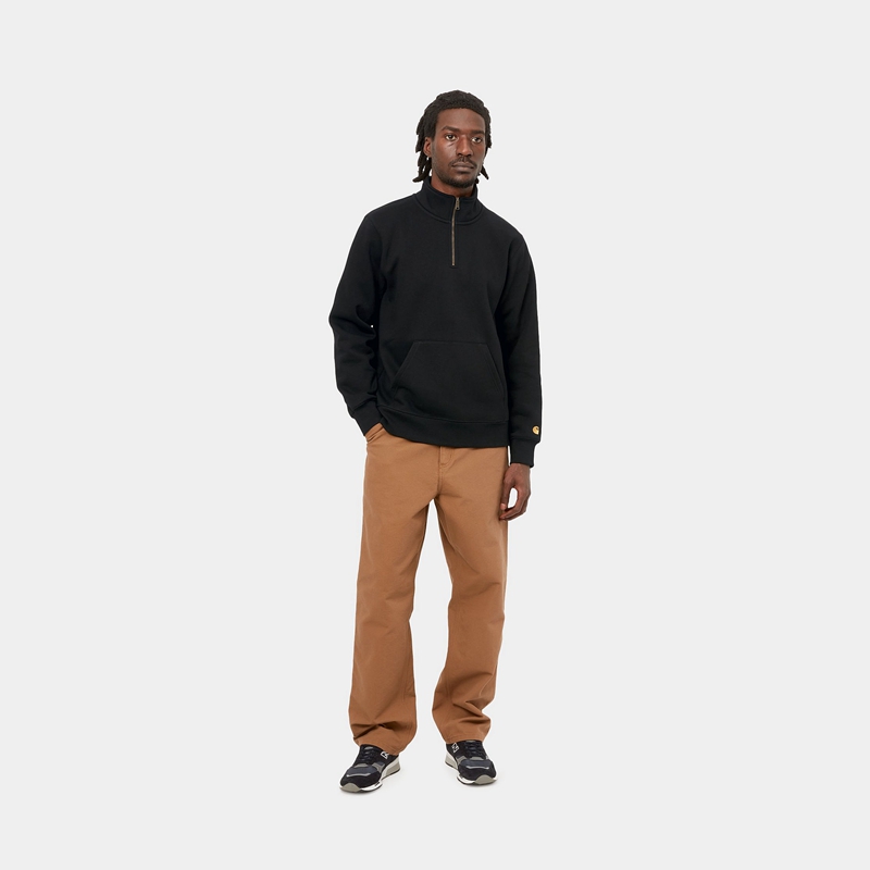 Black Men Carhartt Chase Neck Zip Sweatshirt | PRM-216947