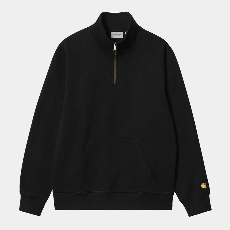 Black Men Carhartt Chase Neck Zip Sweatshirt | PRM-216947