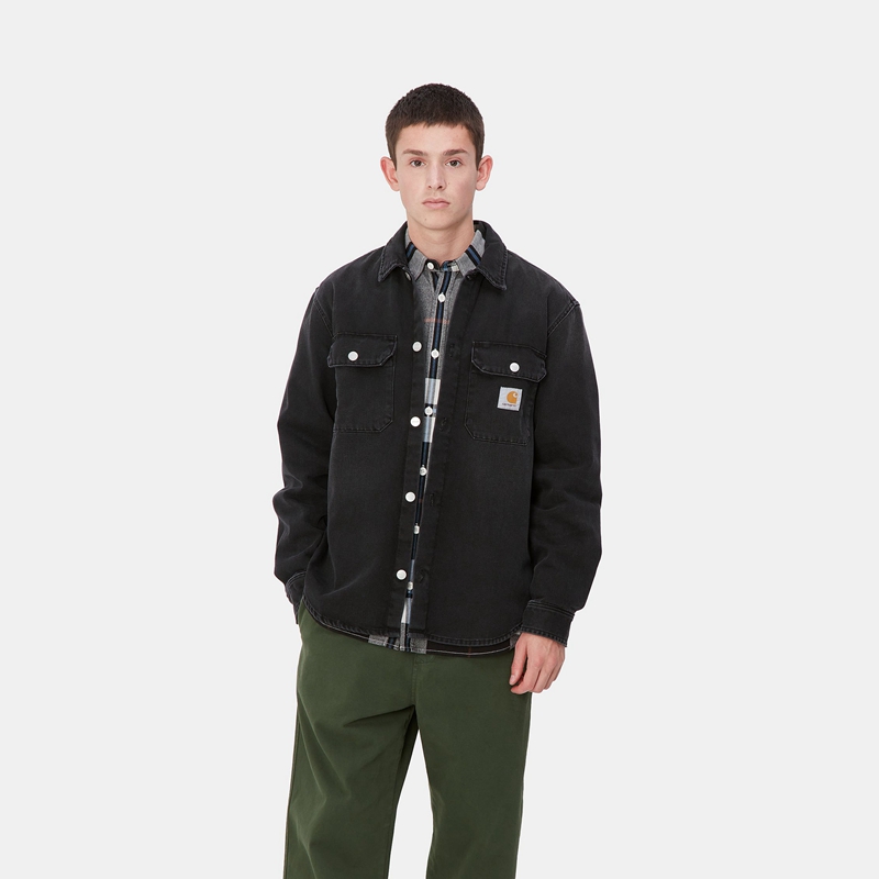 Black Men Carhartt Harvey Shirt Jackets | CMT-306597