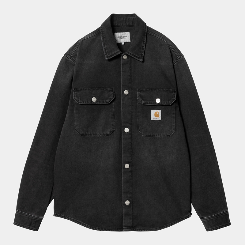 Black Men Carhartt Harvey Shirt Jackets | CMT-306597