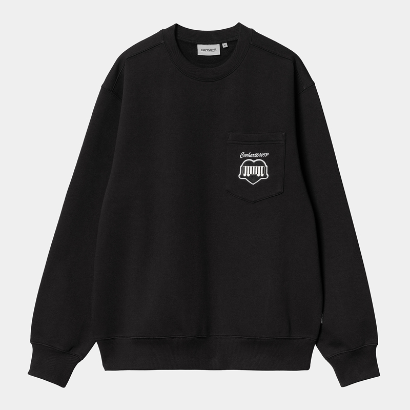 Black Men Carhartt Heart Train Pocket Sweatshirt | HQZ-194302