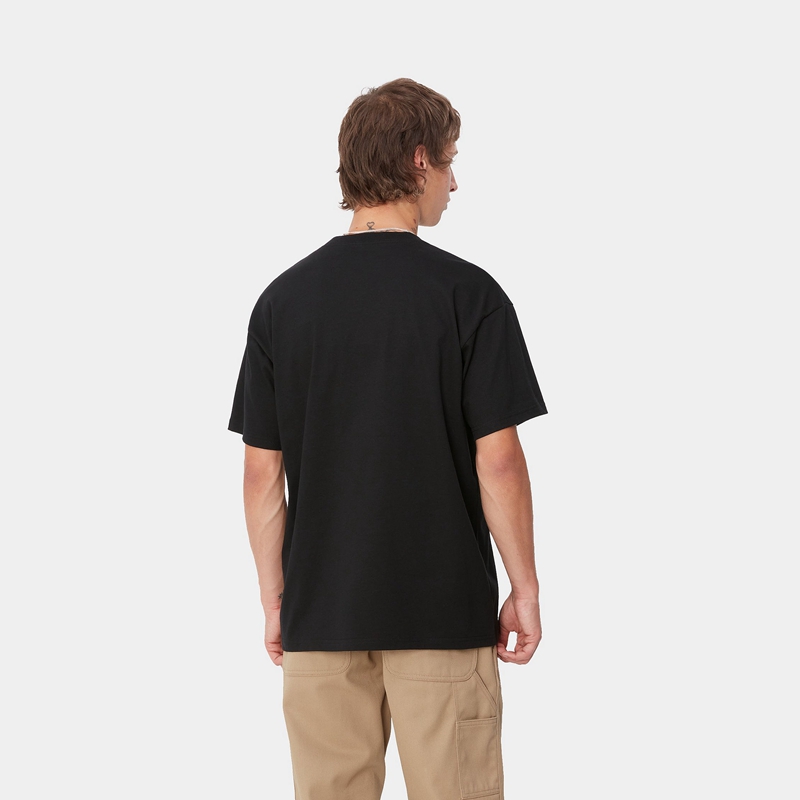 Black Men Carhartt Heart Train Pocket T-Shirt | EYK-089457