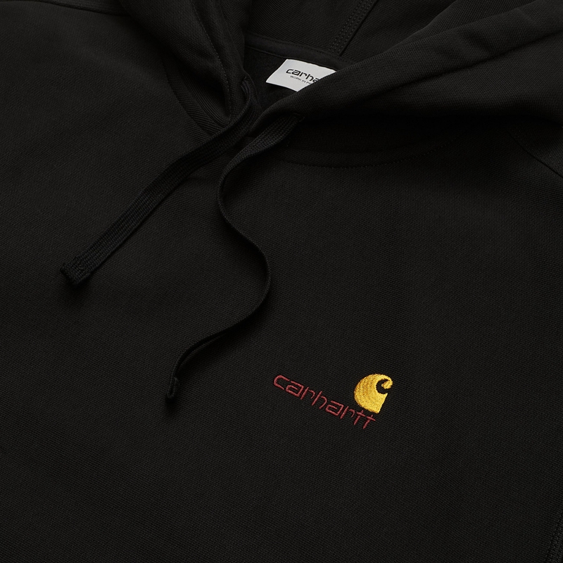 Black Men Carhartt Hooded American Script Hoodie | NER-850976