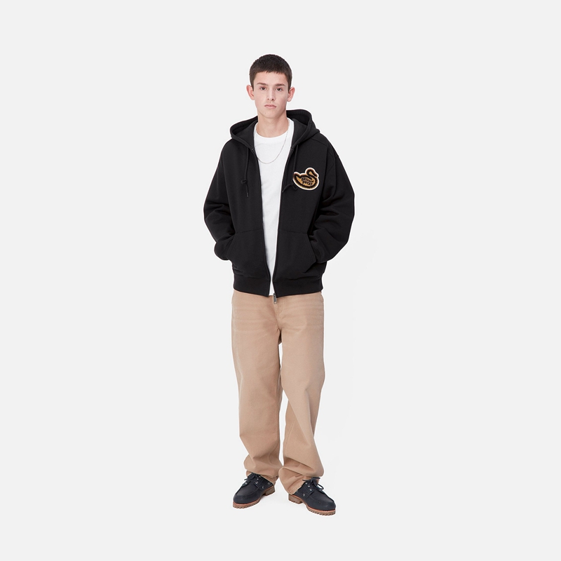 Black Men Carhartt Hooded Brown Ducks Jackets | LAY-809235