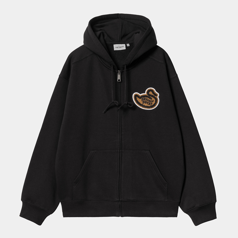 Black Men Carhartt Hooded Brown Ducks Jackets | LAY-809235