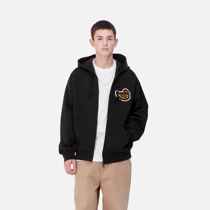 Black Men Carhartt Hooded Brown Ducks Jackets | LAY-809235