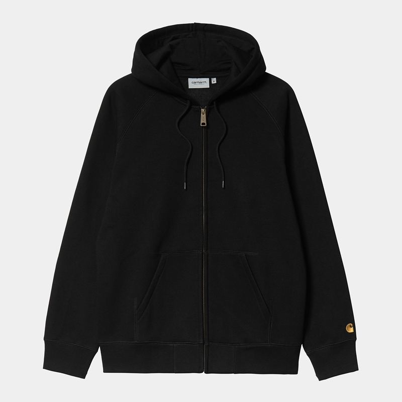 Black Men Carhartt Hooded Chase Jackets | TKS-547032