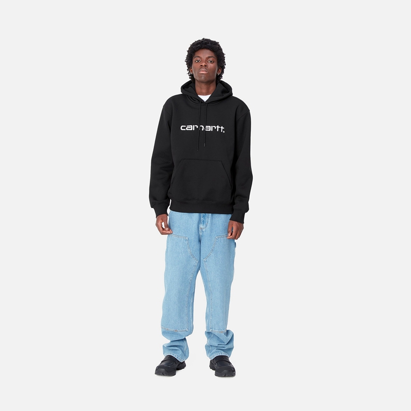 Black Men Carhartt Hooded Hoodie | XVD-285347