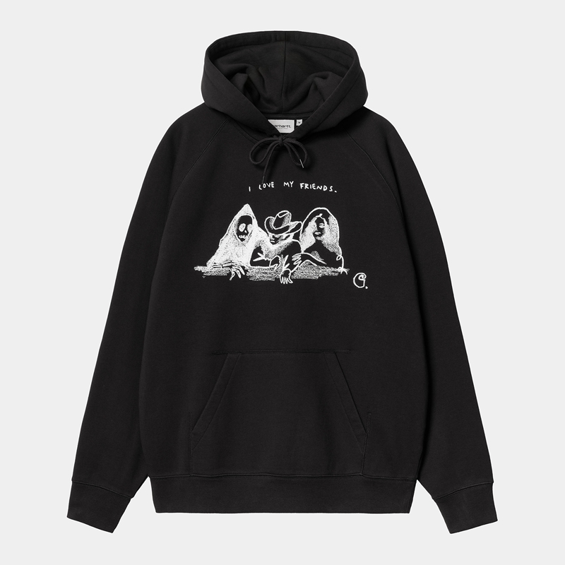 Black Men Carhartt Hooded Pepe Friends Hoodie | EOT-785432