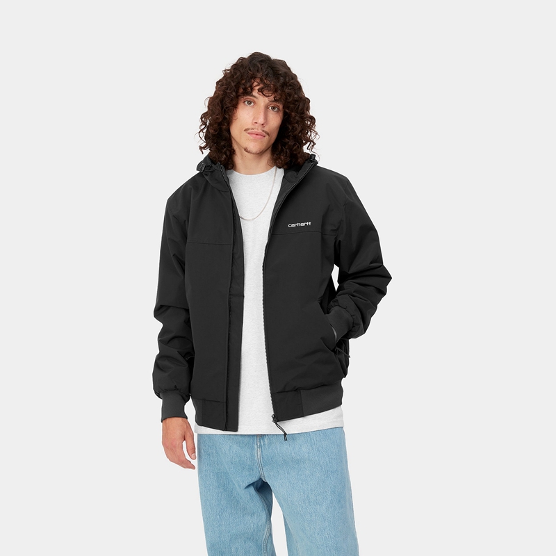 Black Men Carhartt Hooded Sail Jackets | JAU-458039