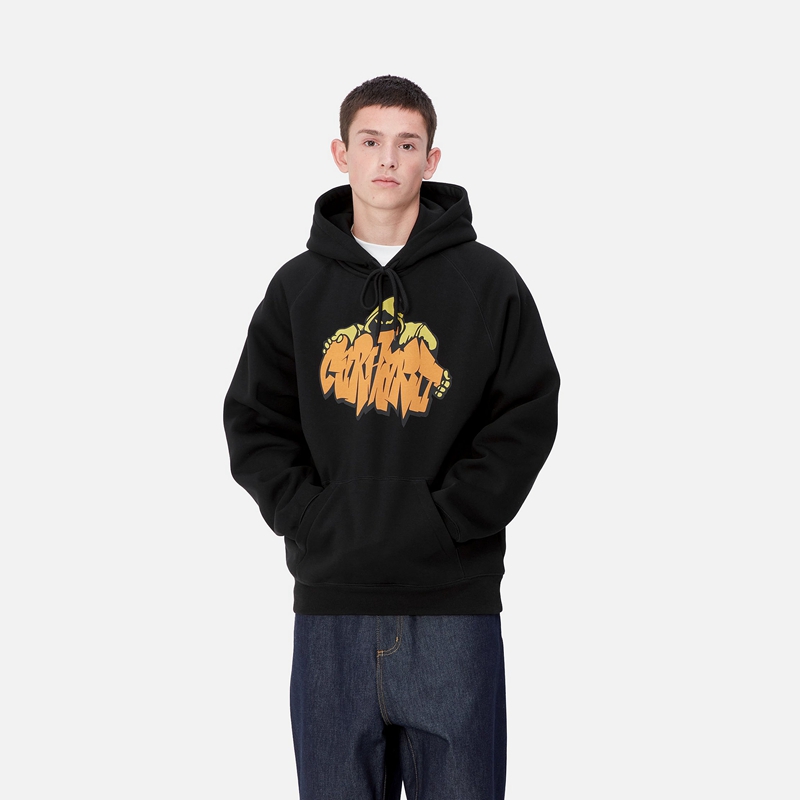 Black Men Carhartt Hooded Yute Hoodie | CVP-571230